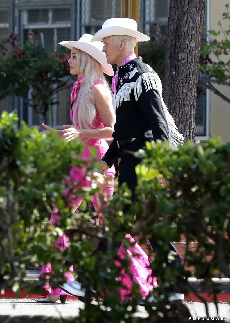Margot Robbie and Ryan Gosling on Set of "Barbie"