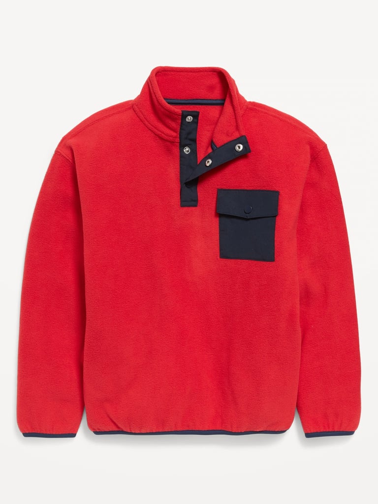 Old Navy Mock-Neck Snap-Front Micro Fleece Pullover Sweatshirt