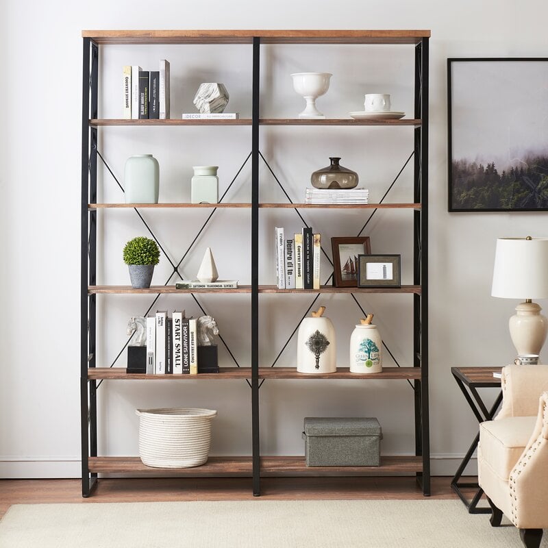 Bookshelf Room Dividers: Khajag 80.7'' H x 60.6'' W Steel Etagere Bookcase
