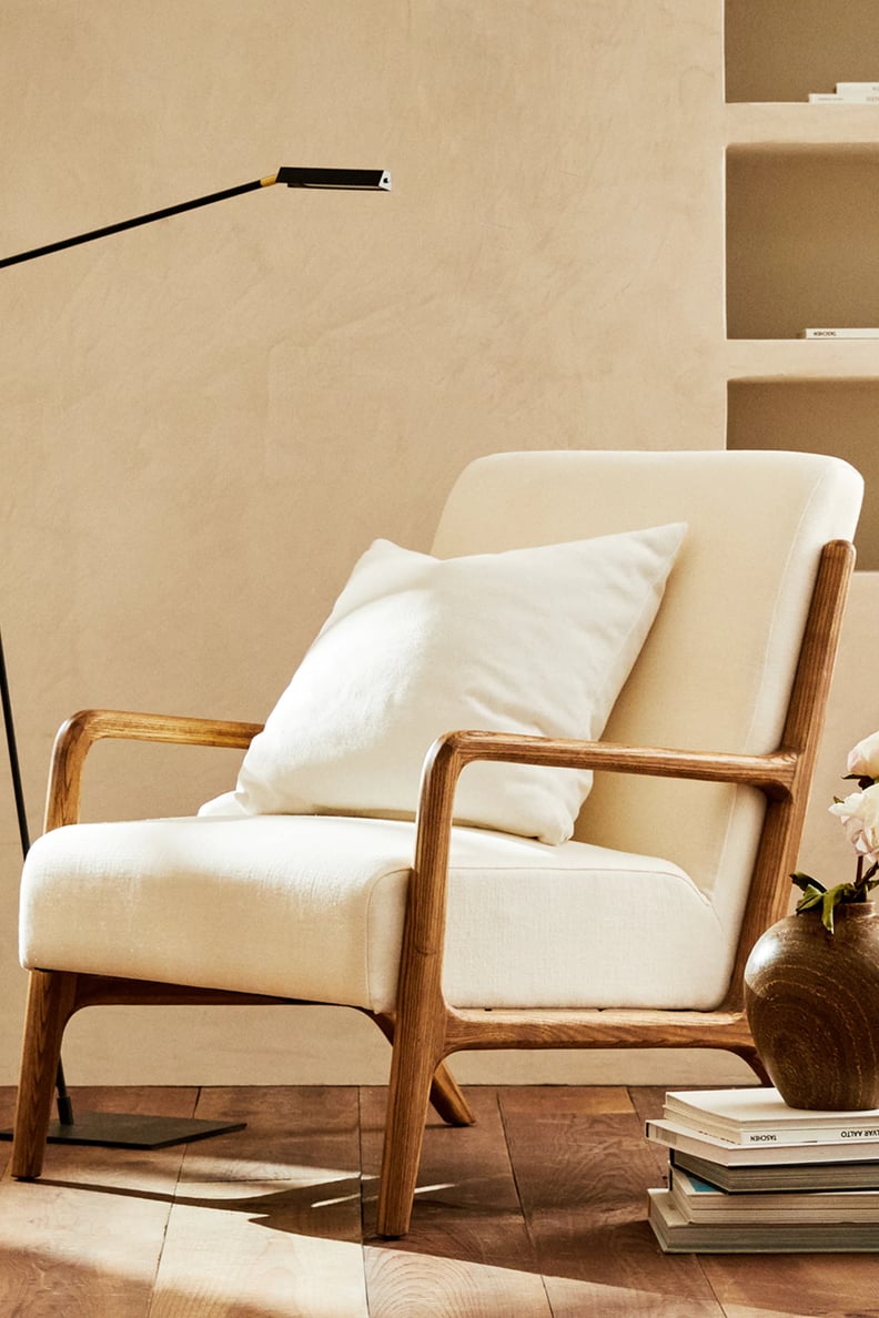 A Comfortable Armchair: Zara Ash Wood and Linen Armchair