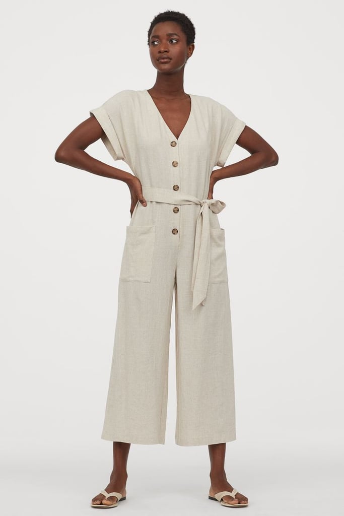 Linen blend sales jumpsuit h&m