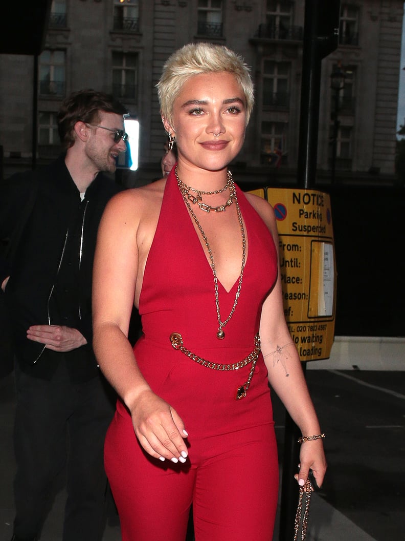 LONDON, ENGLAND - JULY 27: Florence Pugh seen attending the launch of Lotus flagship showroom at 73 Piccadilly on July 27, 2023 in London, England. (Photo by Justin E Palmer/GC Images)