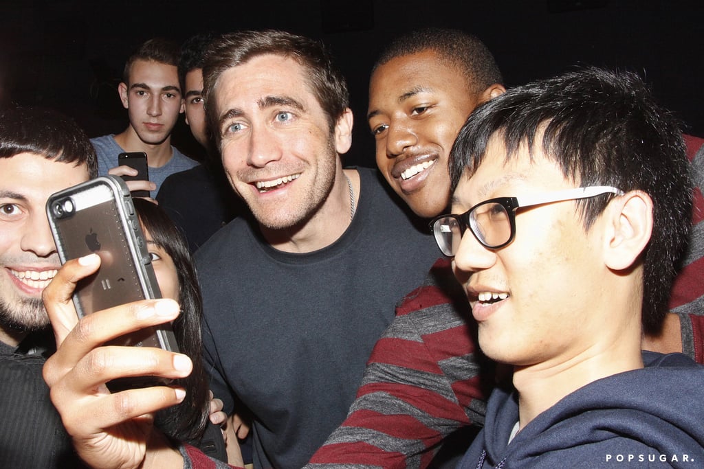 Jake Gyllenhaal got cute with young fans at a screening of his movie Nightcrawler in Philadelphia, PA, on Saturday.
