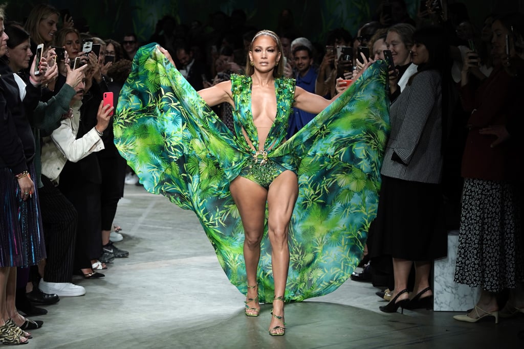 Jennifer Lopez Wears Updated Versace Dress at Milan Fashion Week