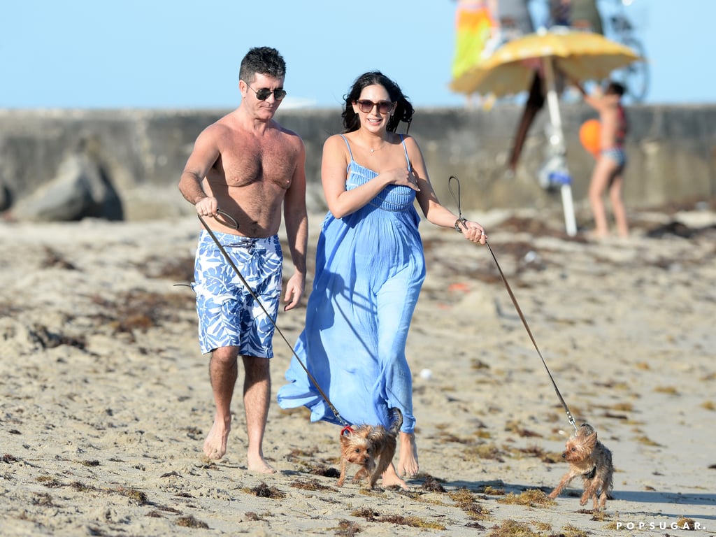 Simon Cowell and Lauren Silverman on the Beach After Birth