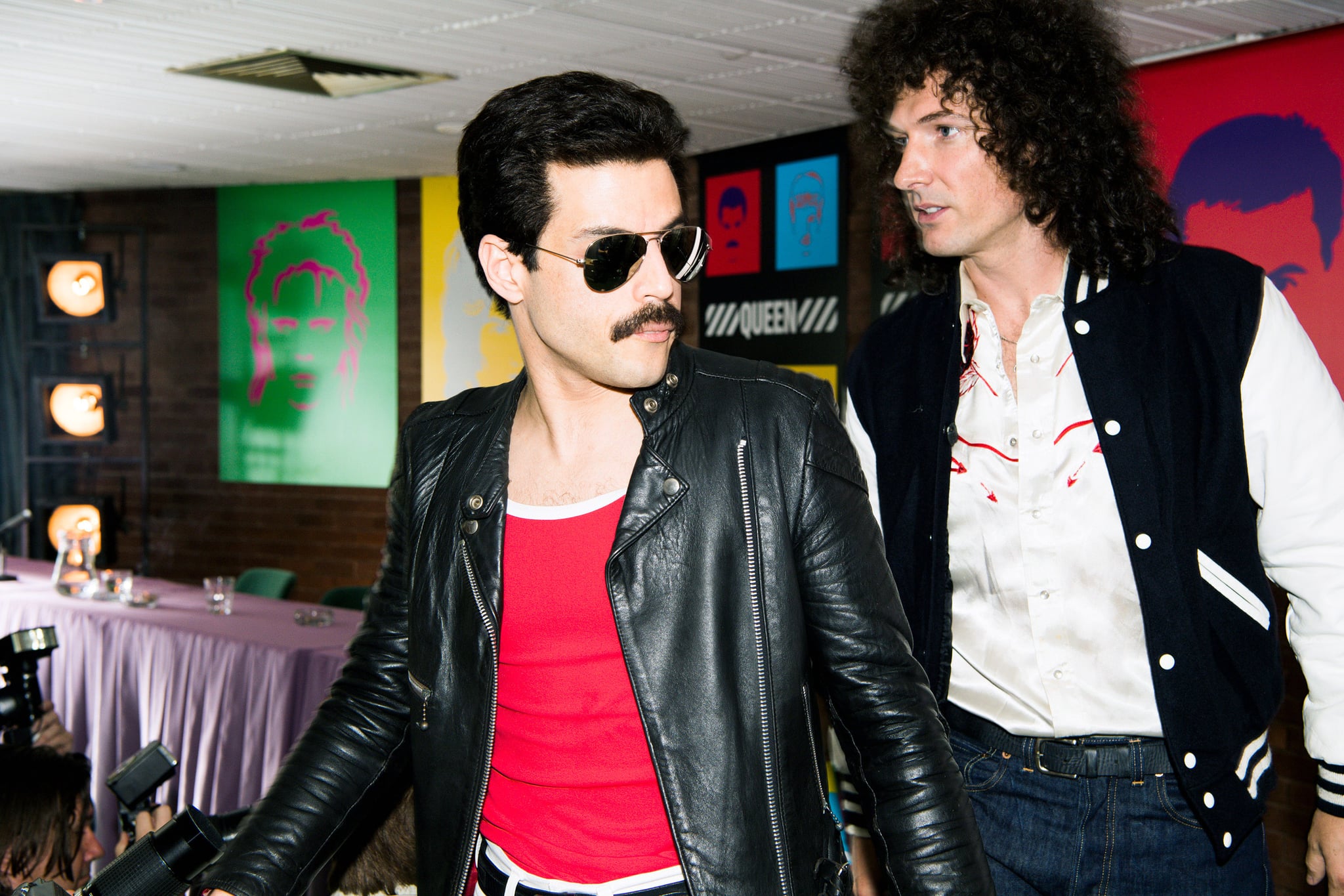 BOHEMIAN RHAPSODY, l-r: Rami Malek as Freddie Mercury, Gwilym Lee as Brian May, 2018. ph: Alex Bailey/TM & copyright  Twentieth Century Fox Film Corp. All rights reserved./courtesy Everett Collection