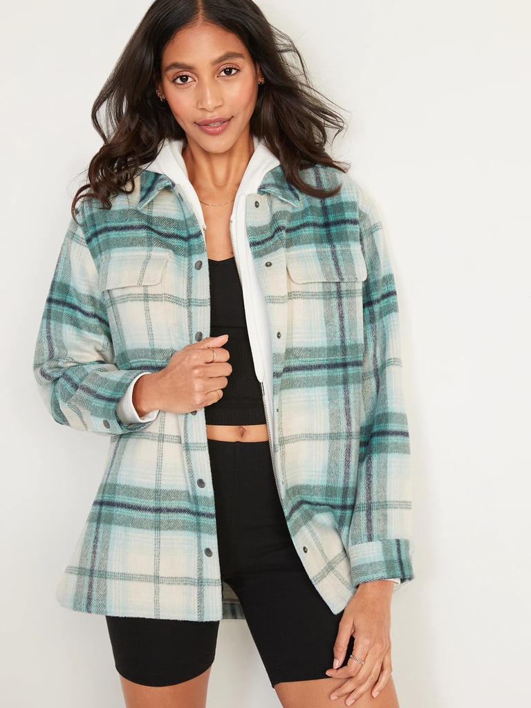 Old Navy Transitional Plaid Utility Shacket in Green