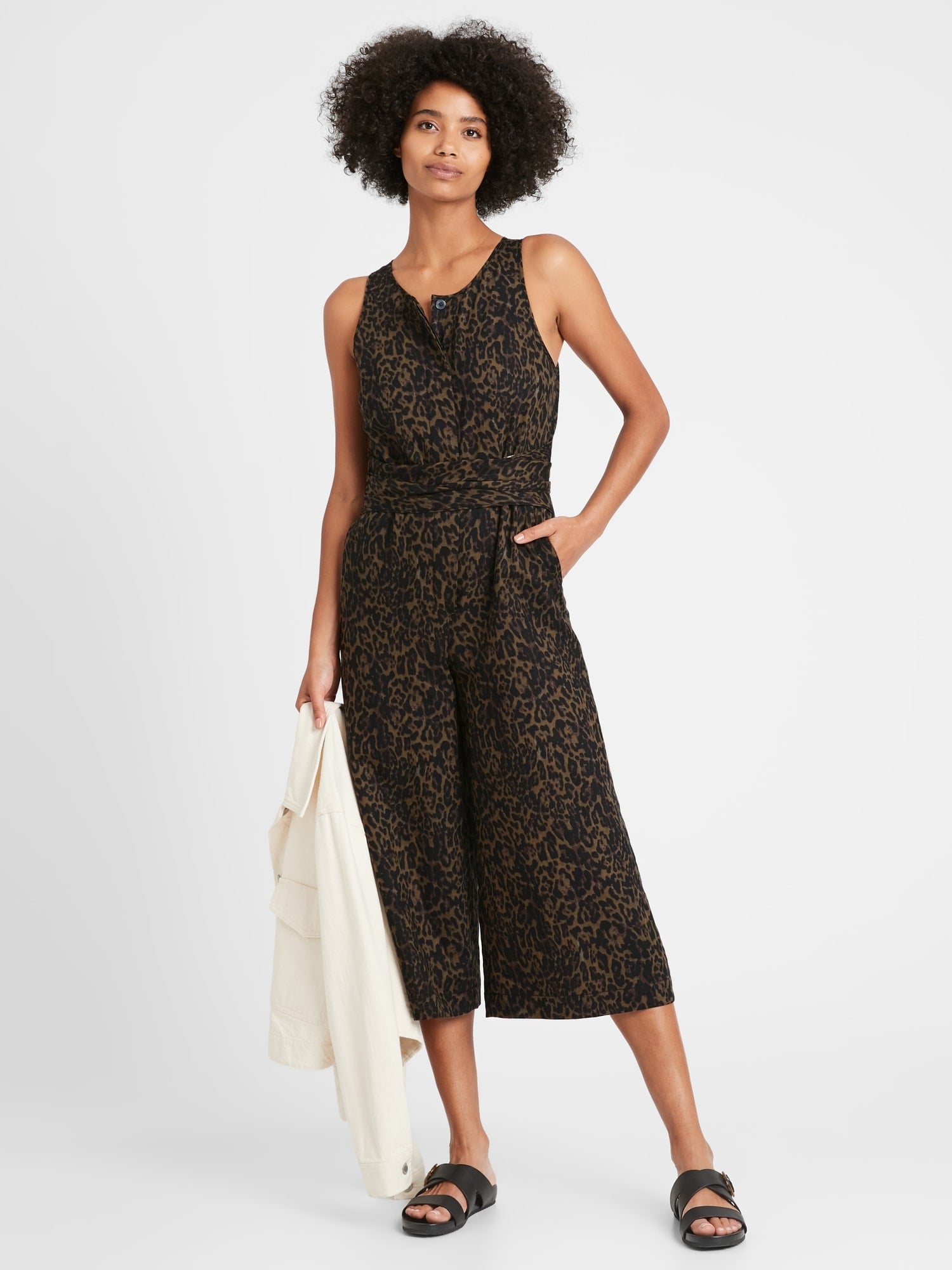 Wide Leg Cropped Jumpsuit