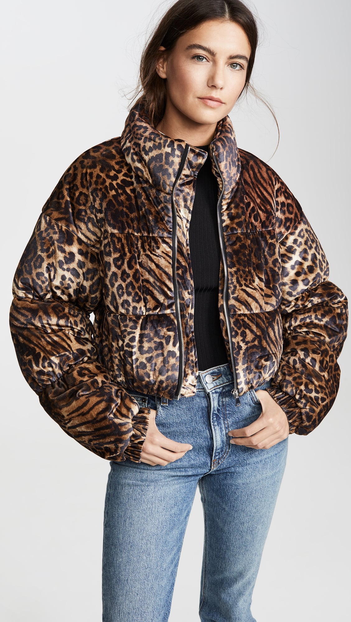 Make You Believe Brown Cropped Animal Print Puffer Jacket FINAL