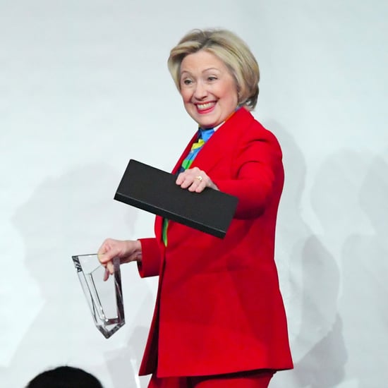 Hillary Clinton Red Pantsuit at Girls Inc. Luncheon 2017