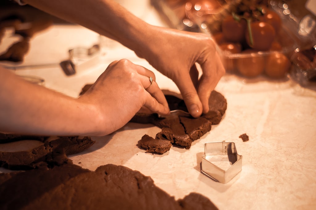 Making a gingerbread house.