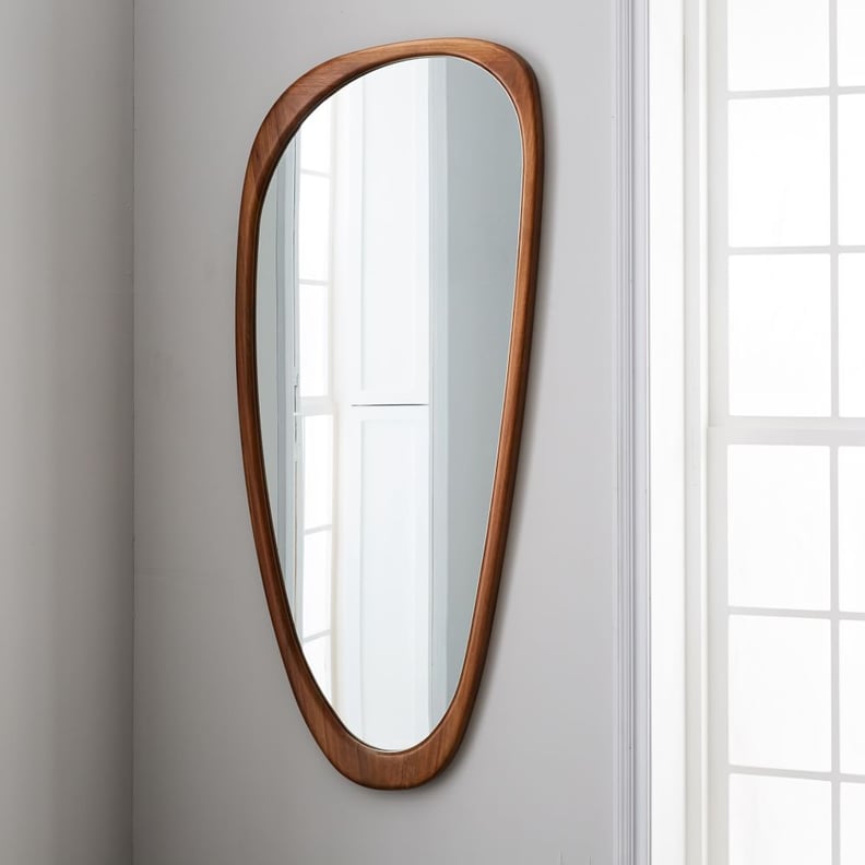 West Elm Mid-Century Asymmetrical Wood Framed Floor Mirror