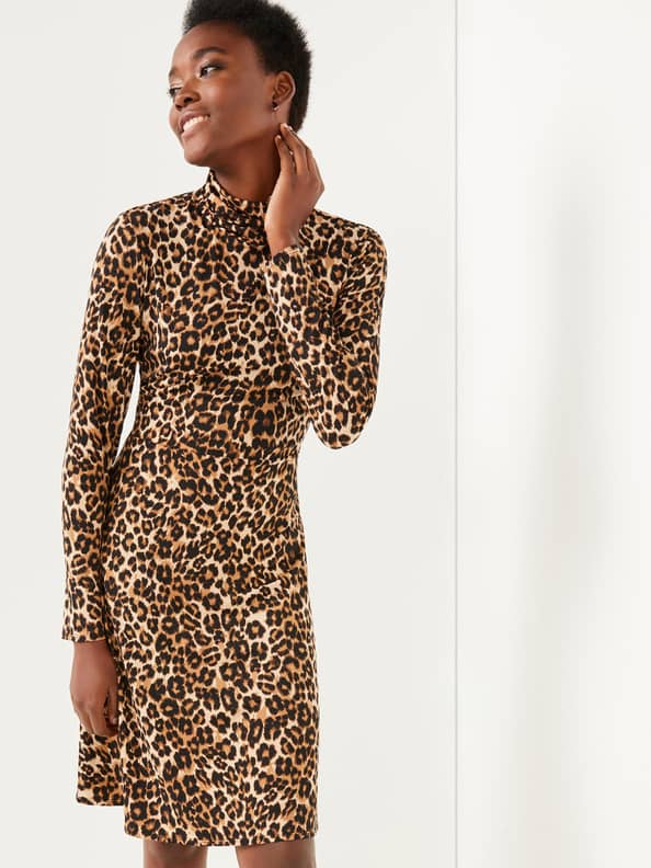 Warehouse leopard top print flippy dress