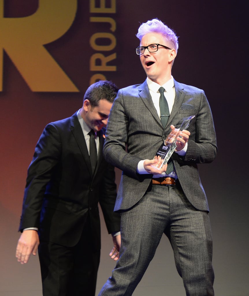 Tyler looked surprised as he accepted his award.