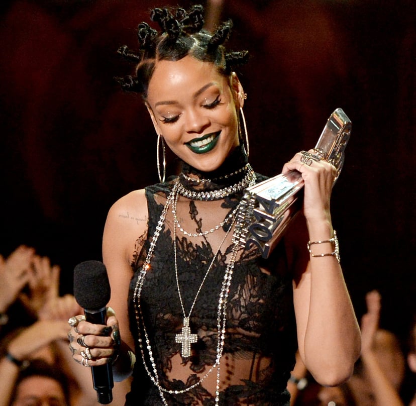 LOS ANGELES, CA - MAY 01:  Singer Rihanna accepts the Artist of the Year award onstage during the 2014 iHeartRadio Music Awards held at The Shrine Auditorium on May 1, 2014 in Los Angeles, California. iHeartRadio Music Awards are being broadcast live on N