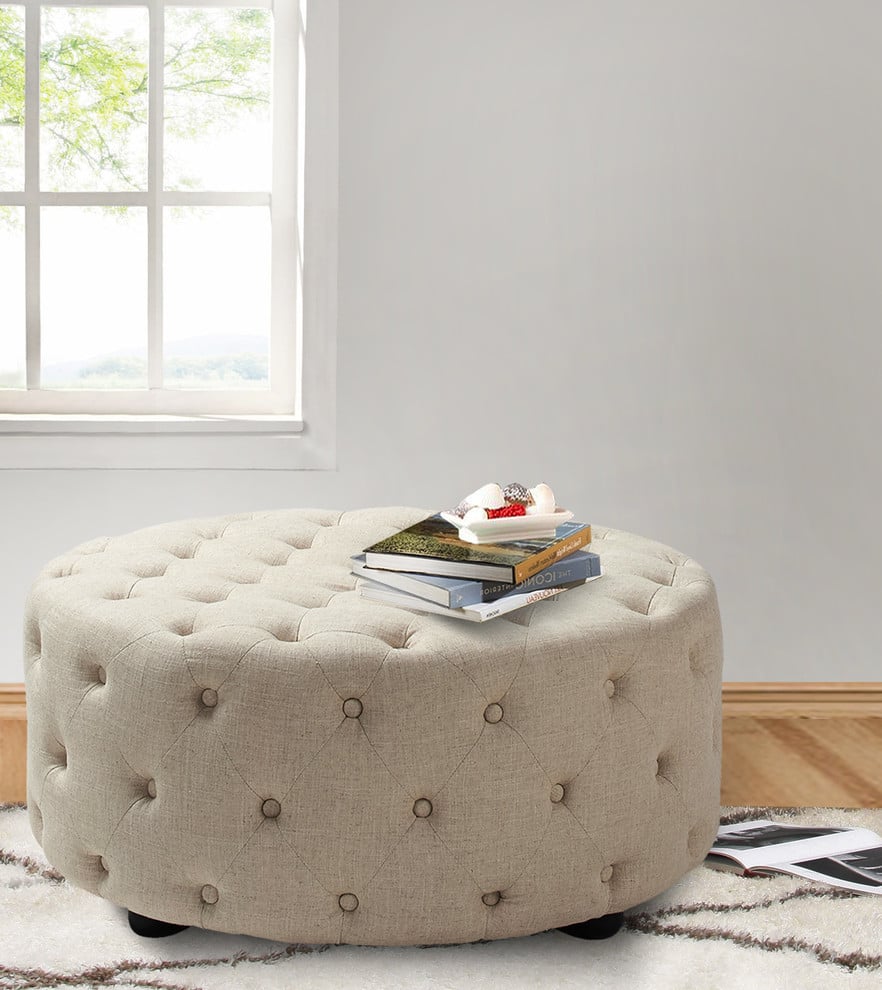 Jennifer Taylor Home Savannah Tufted Round Cocktail Ottoman