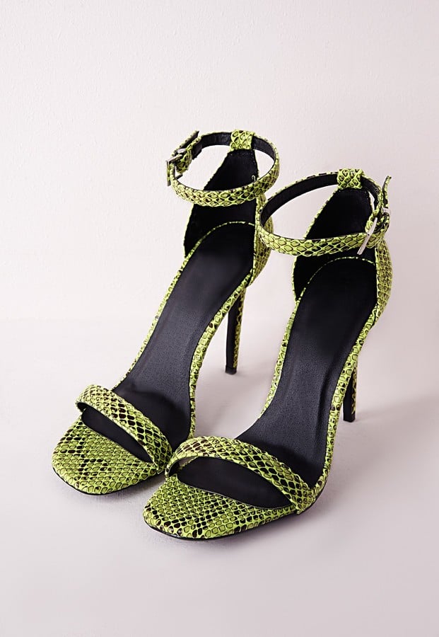 neon snakeskin heels