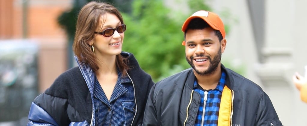 Bella Hadid Blue Suit and Puffer Jacket With The Weeknd 2018