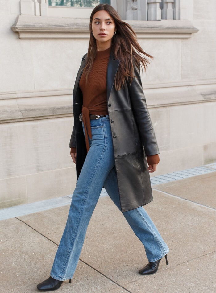 Veda Crosby 90s Longline Leather Blazer