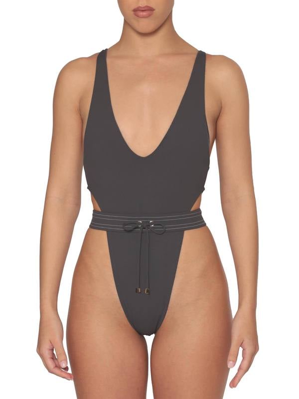 Shop Bella Hadid's Heart of Sun Halo One Piece in Slate