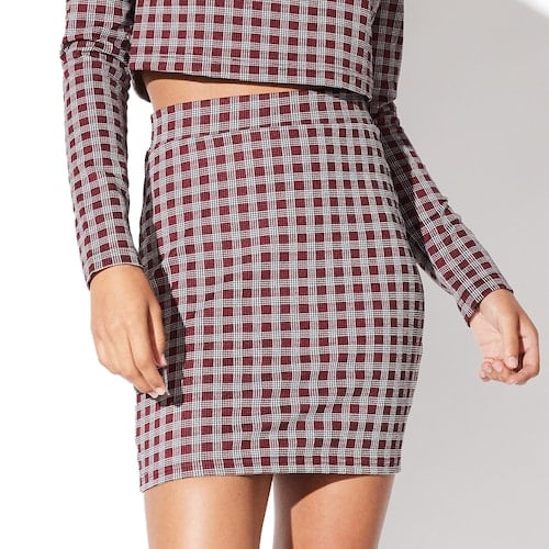 Vylette Stretch Check Mini Skirt