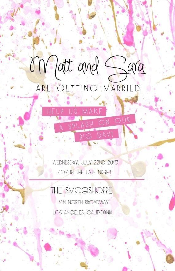 Splatter-Print Invitation | 72 Beautiful Wedding-Invite Printables to