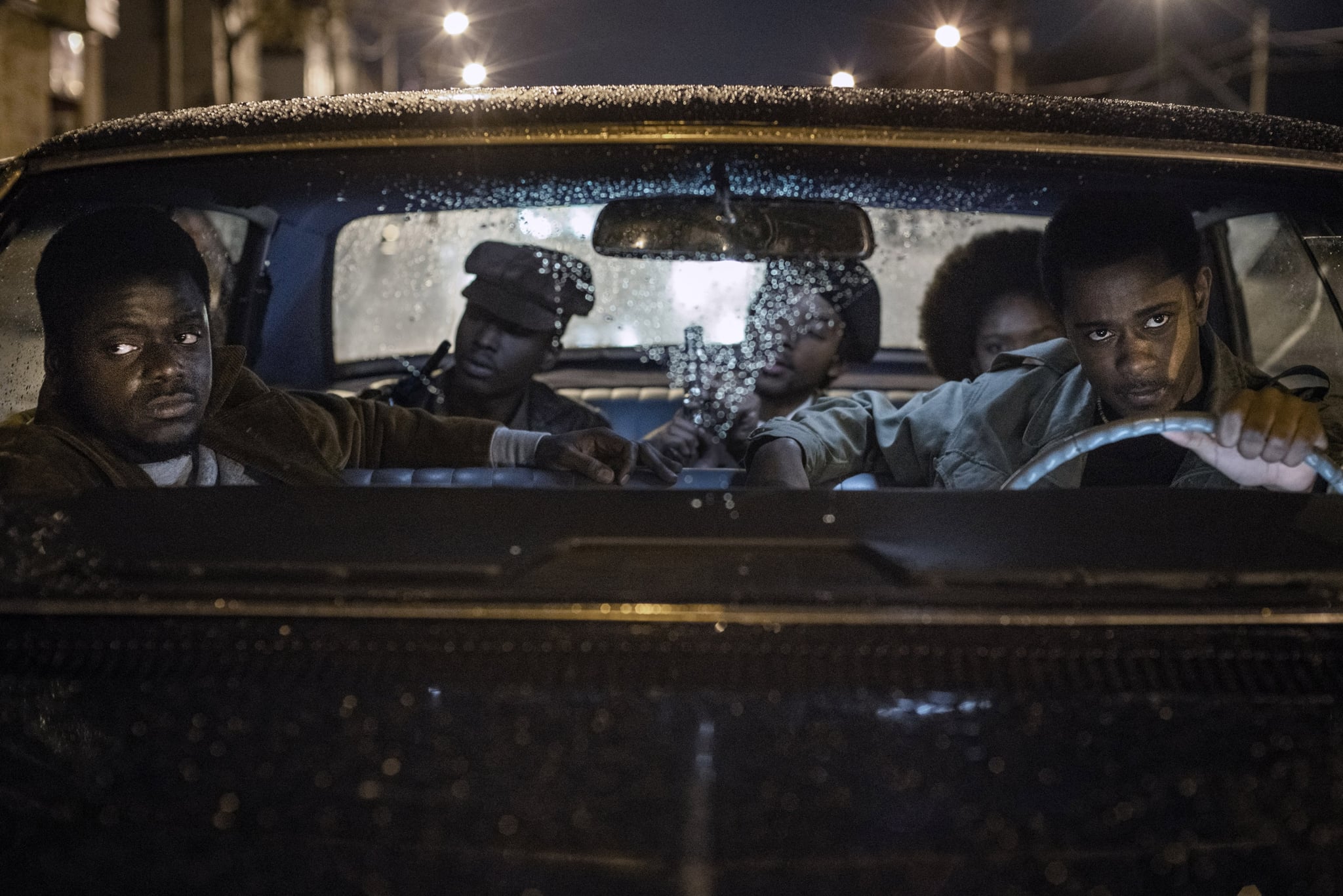 JUDAS AND THE BLACK MESSIAH, from left: Daniel Kaluuya, as Fred Hampton, Ashton Sanders, Algee Smith, LaKeith Stanfield (front), William O'Neal, 2021.  ph: Glen Wilson / Warner Bros. / Courtesy Everett Collection