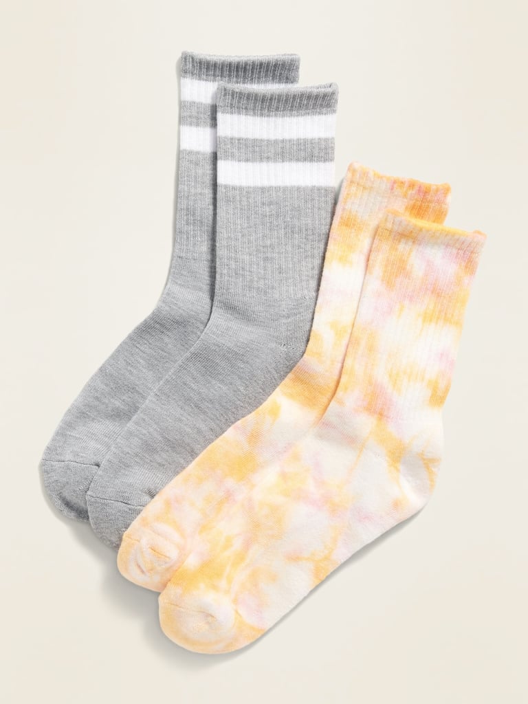 POPSUGAR x Old Navy Printed Unisex Socks 2-Pack  — Heather Gray/Yellow Tie-Dye