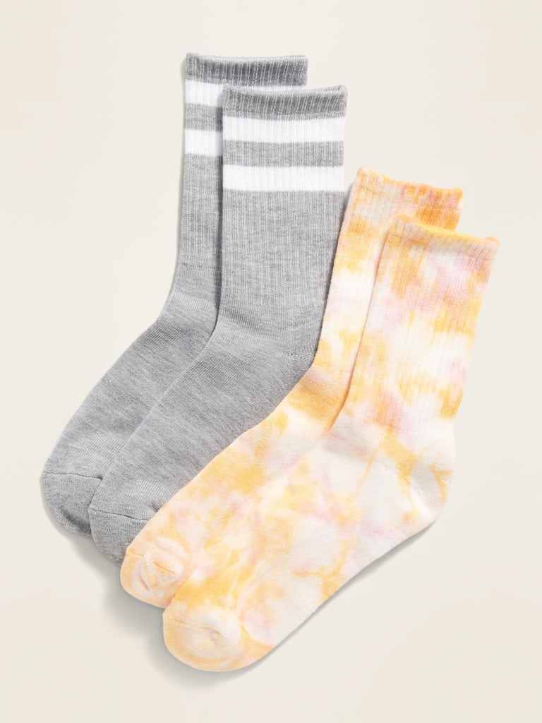 POPSUGAR x Old Navy Printed Unisex Socks 2-Pack — Heather Gray/Yellow Tie-Dye