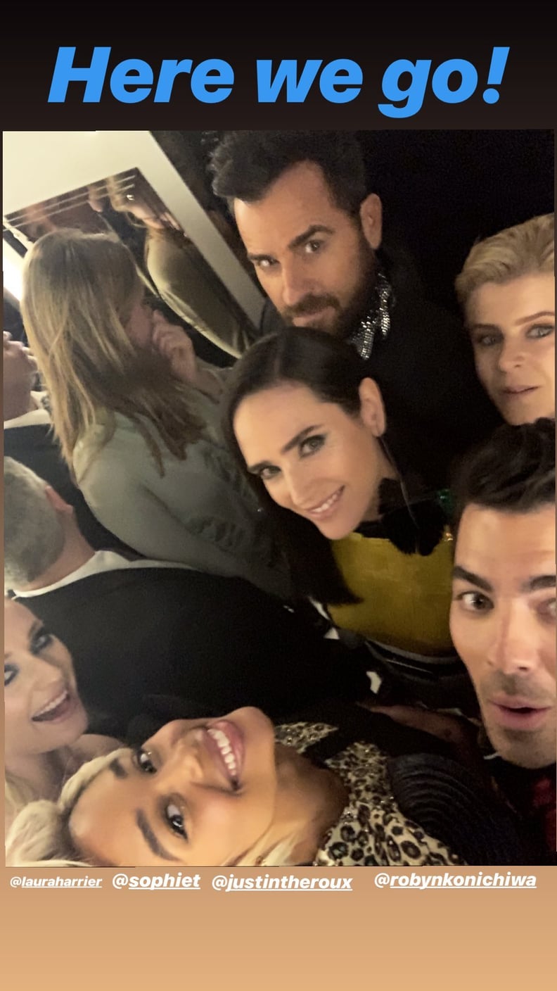 Joe Jonas Took a Quick Pic With Laura Harrier, Sophie Turner, Justin Theroux, and Robyn