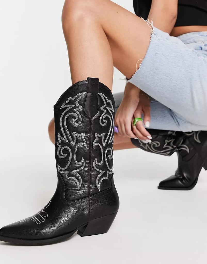 Black Cowboy Boots: ASOS DESIGN Andi Flat Western Boots