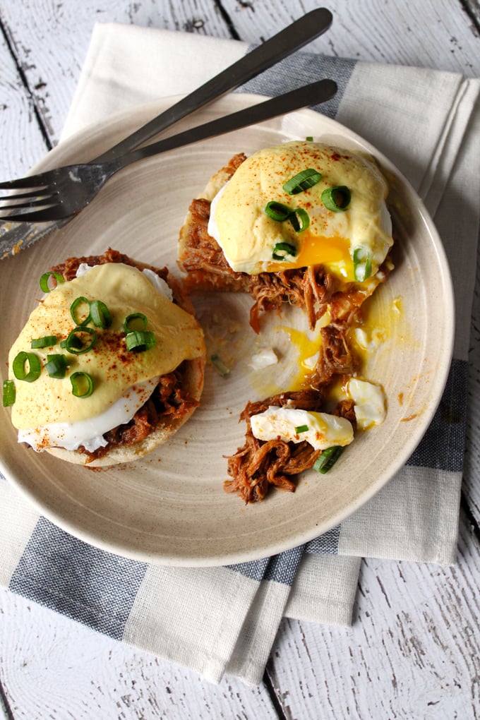 PulledPork Eggs Benny SlowCooker Breakfast Recipes POPSUGAR Food