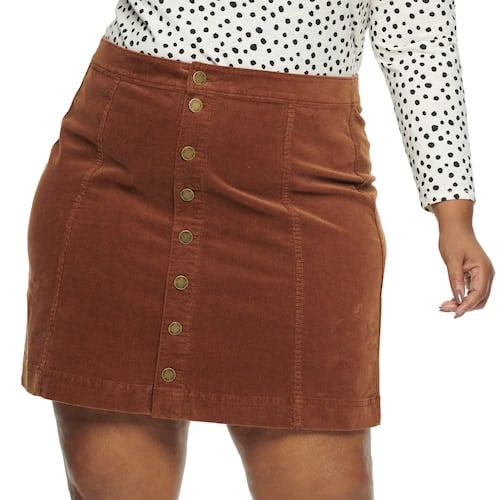 EVRI Plus Size Button Front Skirt