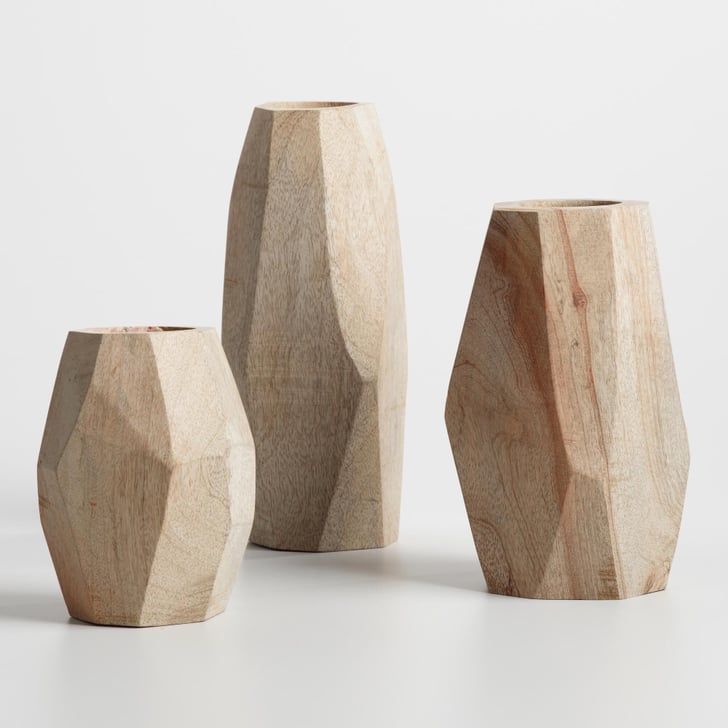 Natural Wood Faceted Vase Collection (1320) Cost Plus World Market Fall 2016 Collection