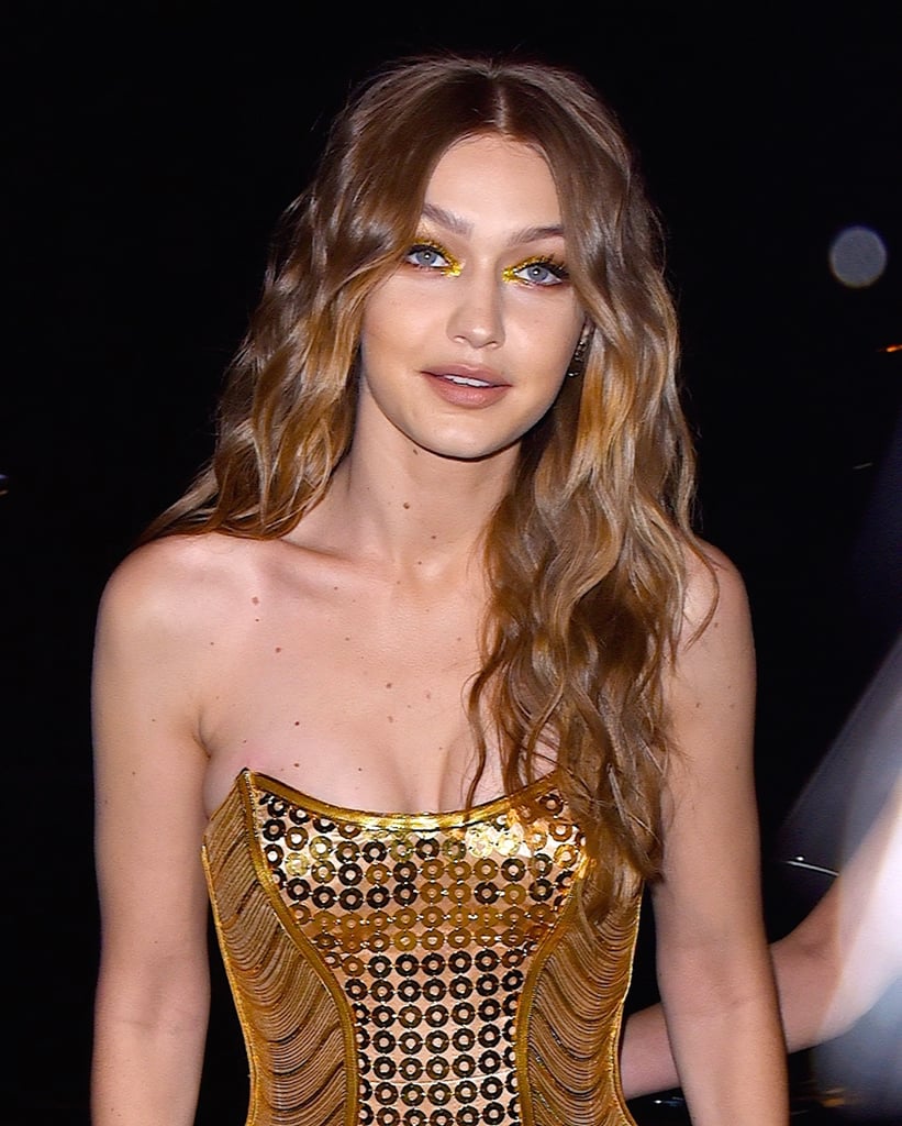 Gigi Hadid Gold Versace Birthday Dress 2018 Popsugar Fashion