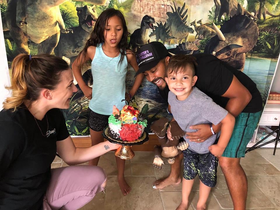 Carter celebrates his sixth birthday with his family.