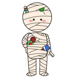 A Mummy Eating Candy