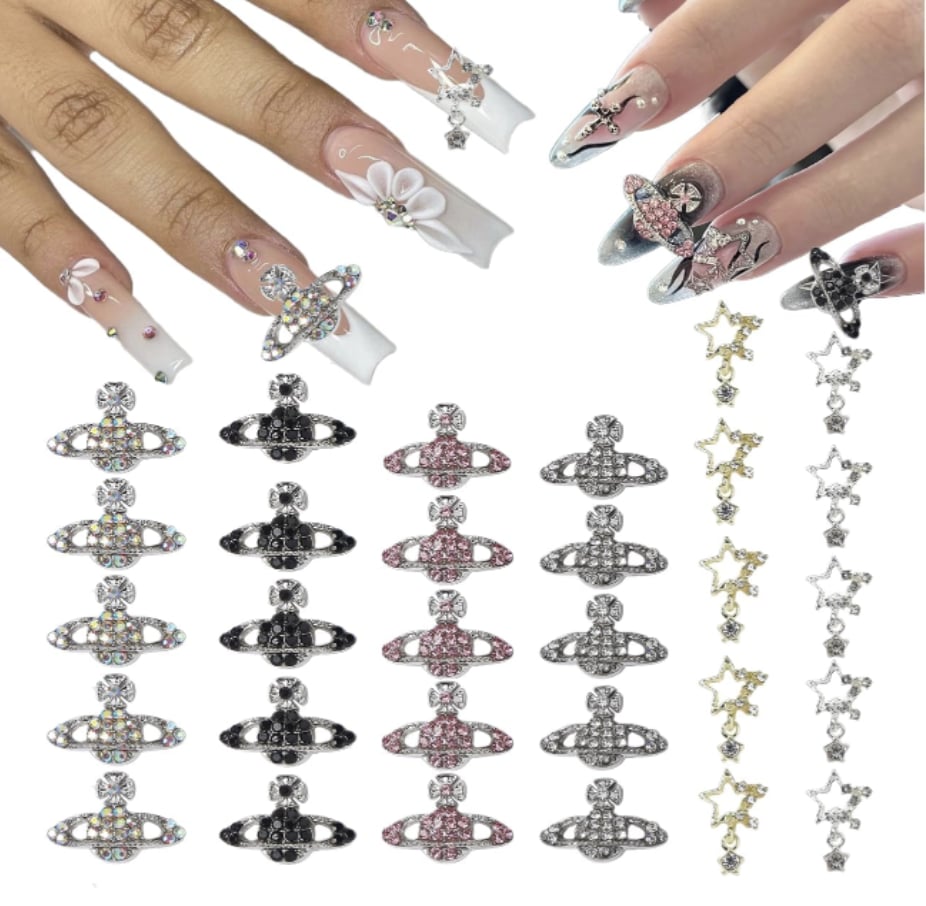 3D Planet Nail Charms