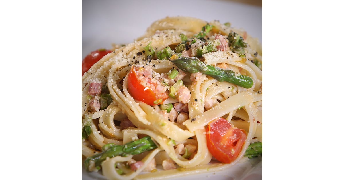 Tagliatelle With Pancetta, Tomatoes, and Asparagus POPSUGAR Food
