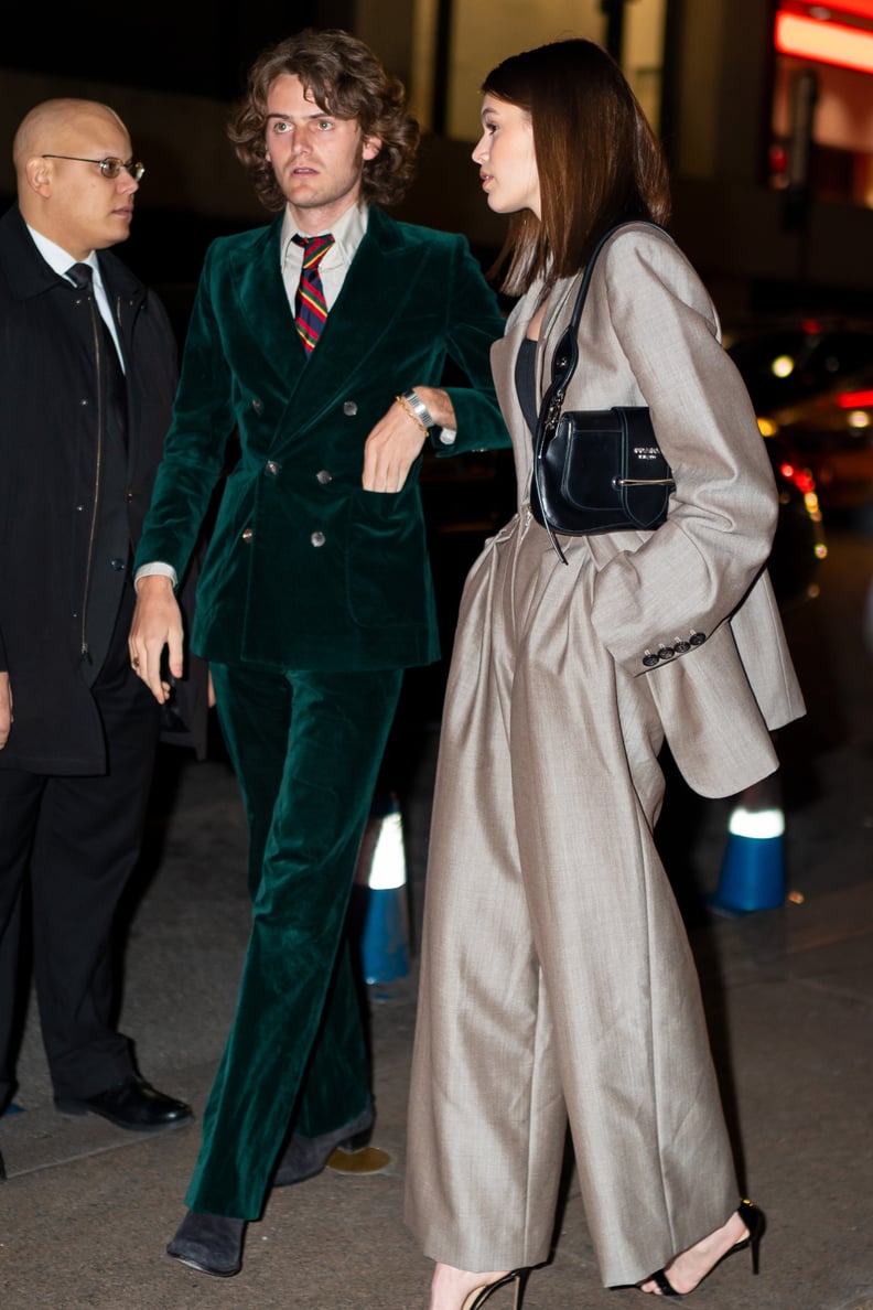 With a Smart Tailored Suit For a Wedding, Like Kaia Gerber