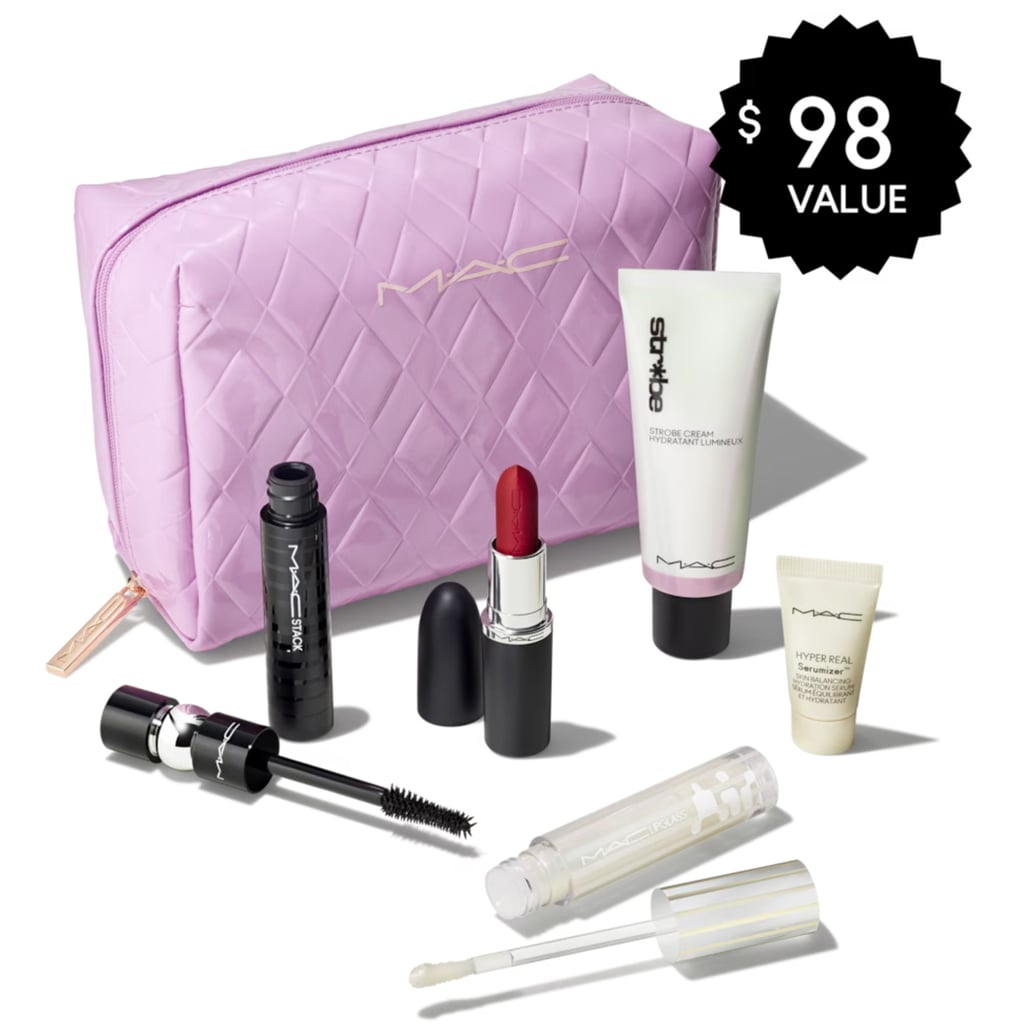MAC Surreal Deal Kit ($48, originally $69)
The name of this set is hardly an exaggeration — it really is an epic deal. I love gifting it as an intro to the brand because it comes with five bestsellers across eyes, lips, and skin: a full-sized Ruby Woo MACximal Silky Matte Lipstick, Lipglass Air Non-Sticky Gloss in Frosting, and MACStack Mascara, plus mini Strobe Cream and a deluxe sample of Hyper Real Serumizer Skin Balancing Hydration Serum. Even as a beauty editor with an overflowing beauty stash, I'd be thrilled to receive it.