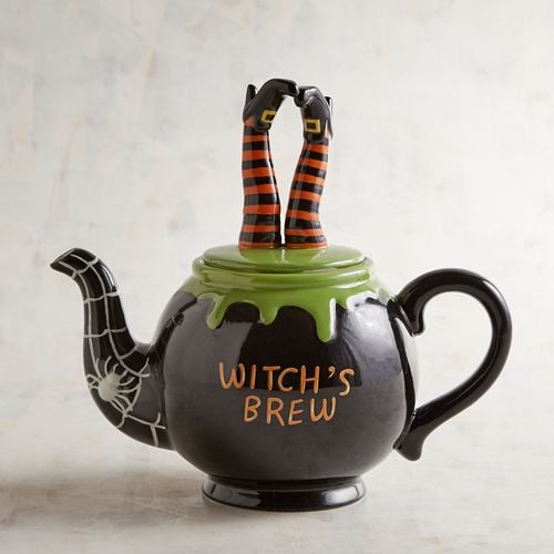 Hand-Painted Witch's Brew Halloween Teapot