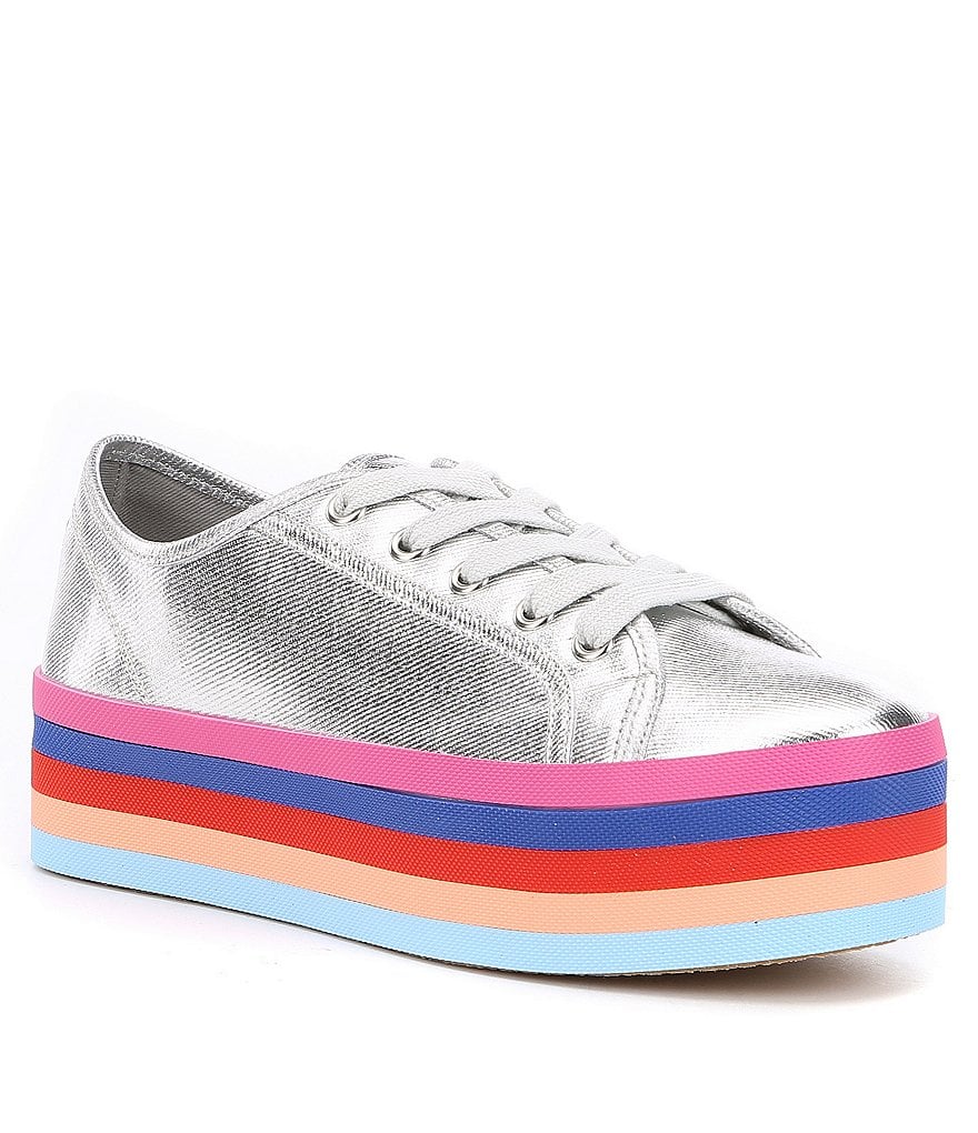 Footwear should be fun, so why not color your world with these Steve Madden Rainbow Sneakers ($70)?
