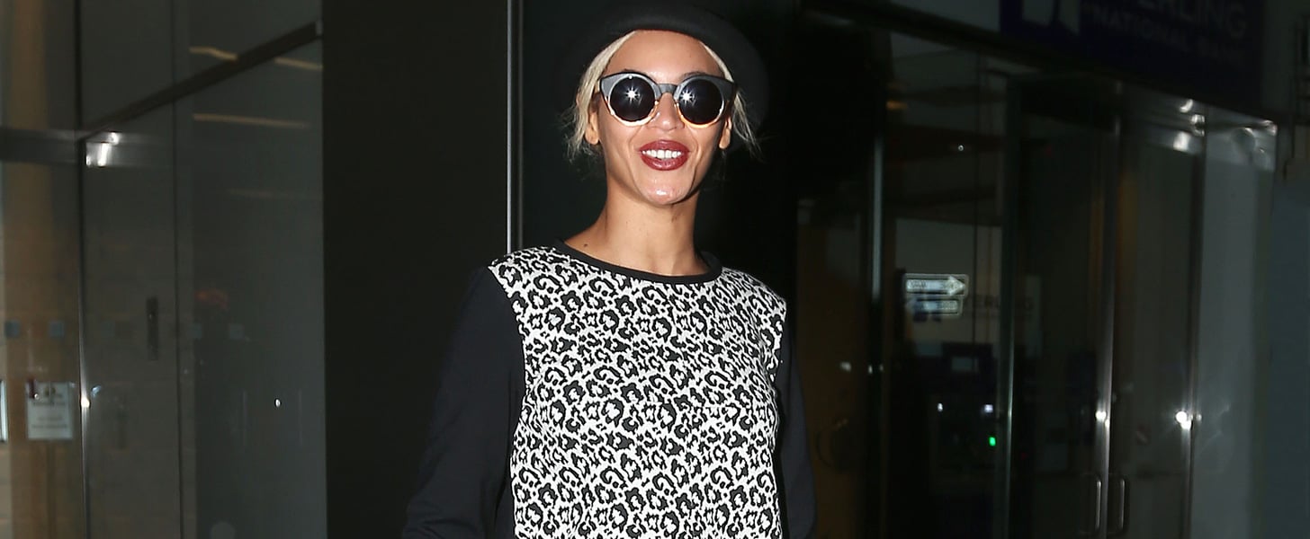 Beyonce in Black and White Leopard Tibi Sweatshirt | PS Fashion