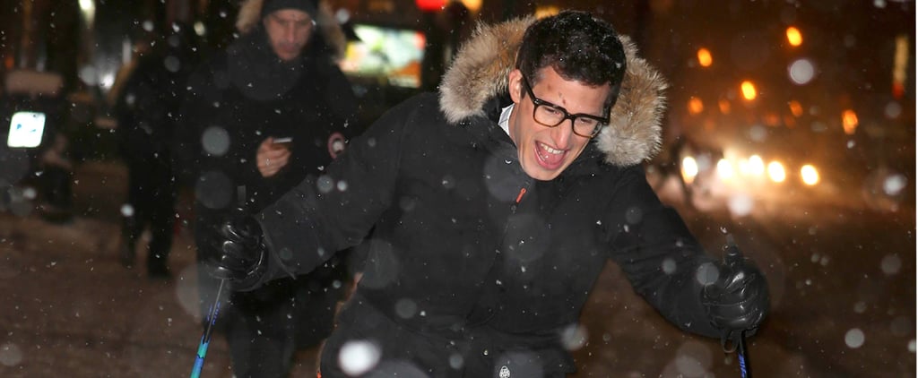 Andy Samberg Skiing on the Streets in NYC