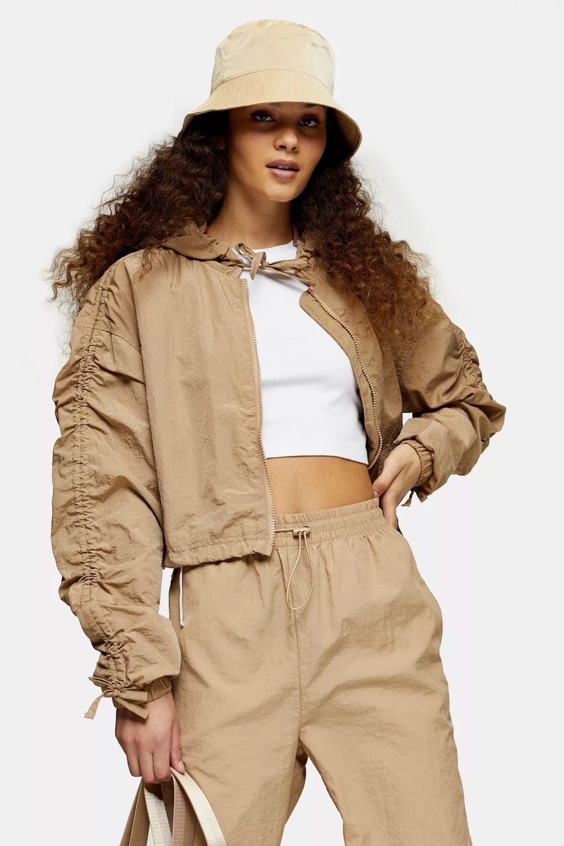 Topshop Beige Shell Cropped Jacket
