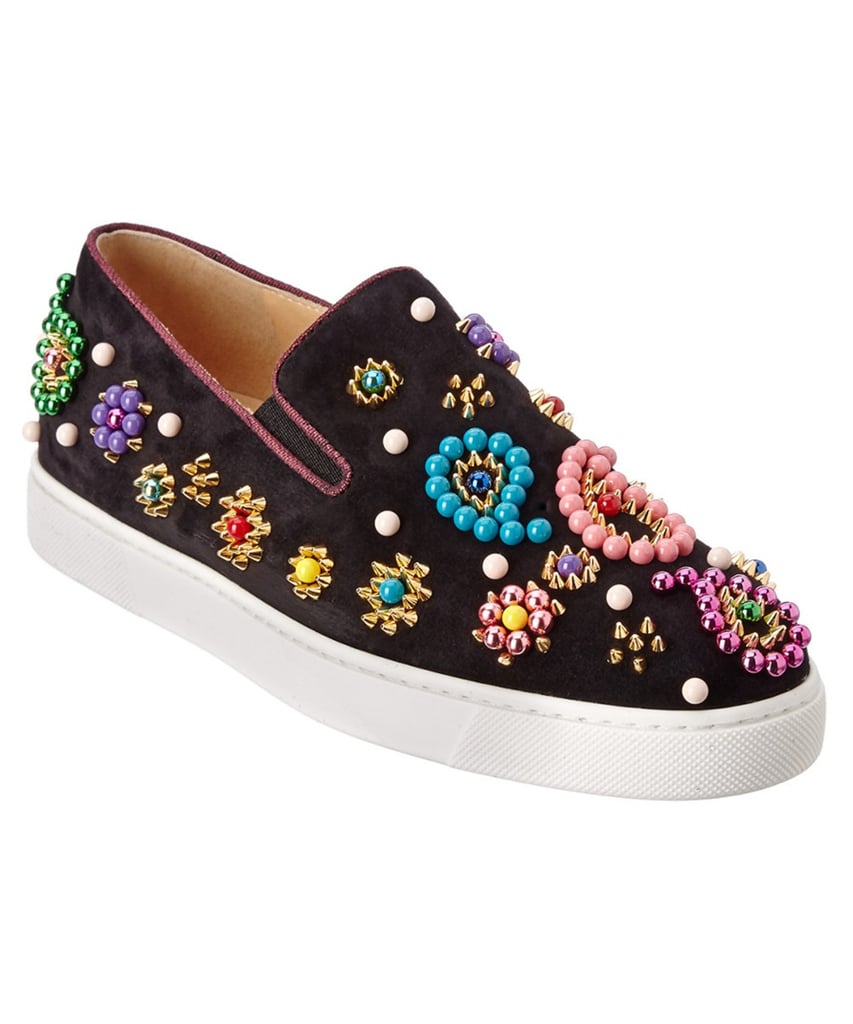 Christian Louboutin Boat Candy Embellished Suede Slip-on Sneakers