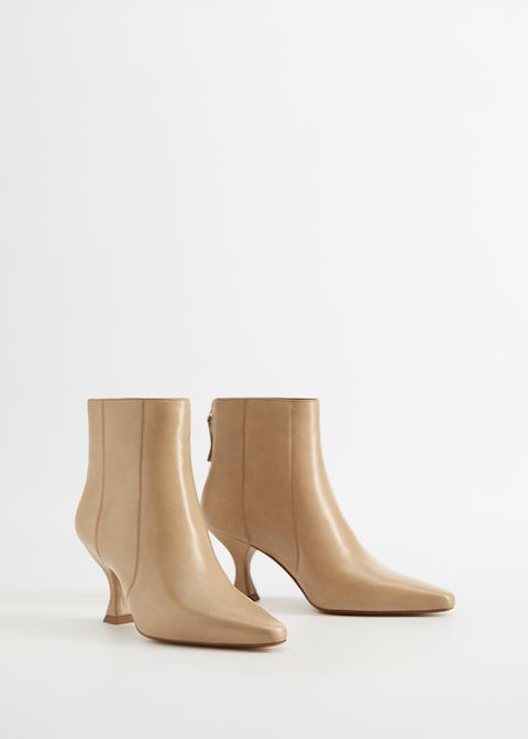 Mango Heel Leather Ankle Boot