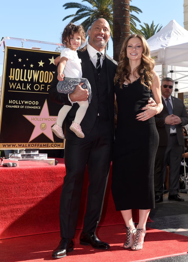 HOLLYWOOD, CA - DECEMBER 13:  Actor Dwayne Johnson, wife Lauren Hashian and daughter Jasmine Johnson attend the ceremony honoring Dwayne Johnson with star on the Hollywood Walk of Fame on December 13, 2017 in Hollywood, California.  (Photo by Axelle/Bauer