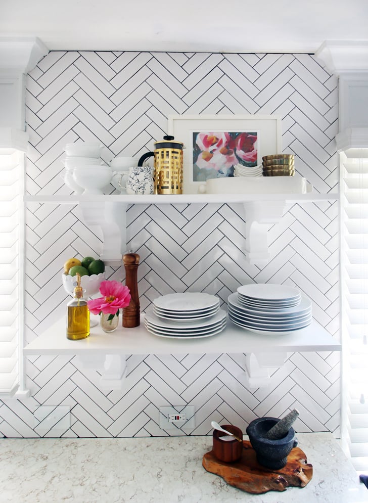 Floating shelves gave Kristin the open feeling she craved while allowing her to still show off the tiled accent wall.